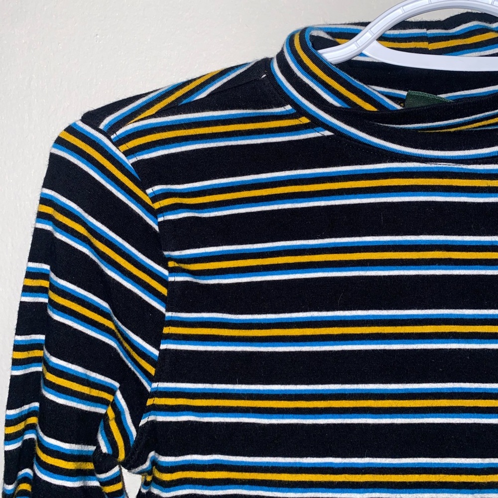 Mock Neck Striped Long Sleeve T-shirt Dress